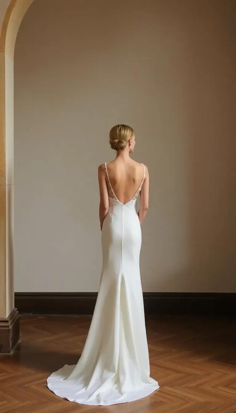 Simple sheath wedding dress