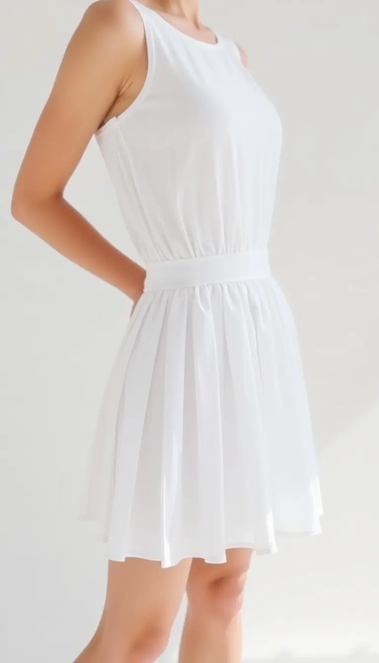 White Tennis Dress with Pleats