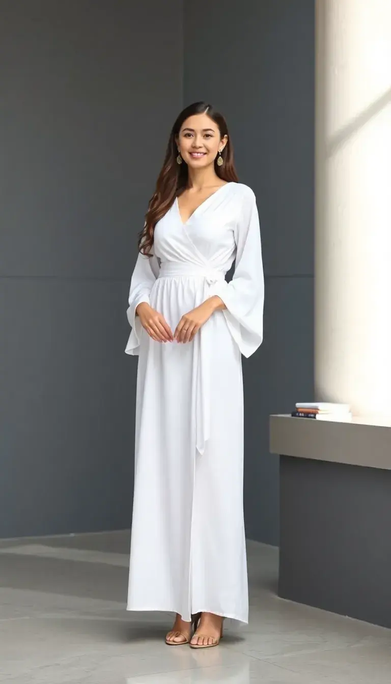 White Convocation Wrap Dress