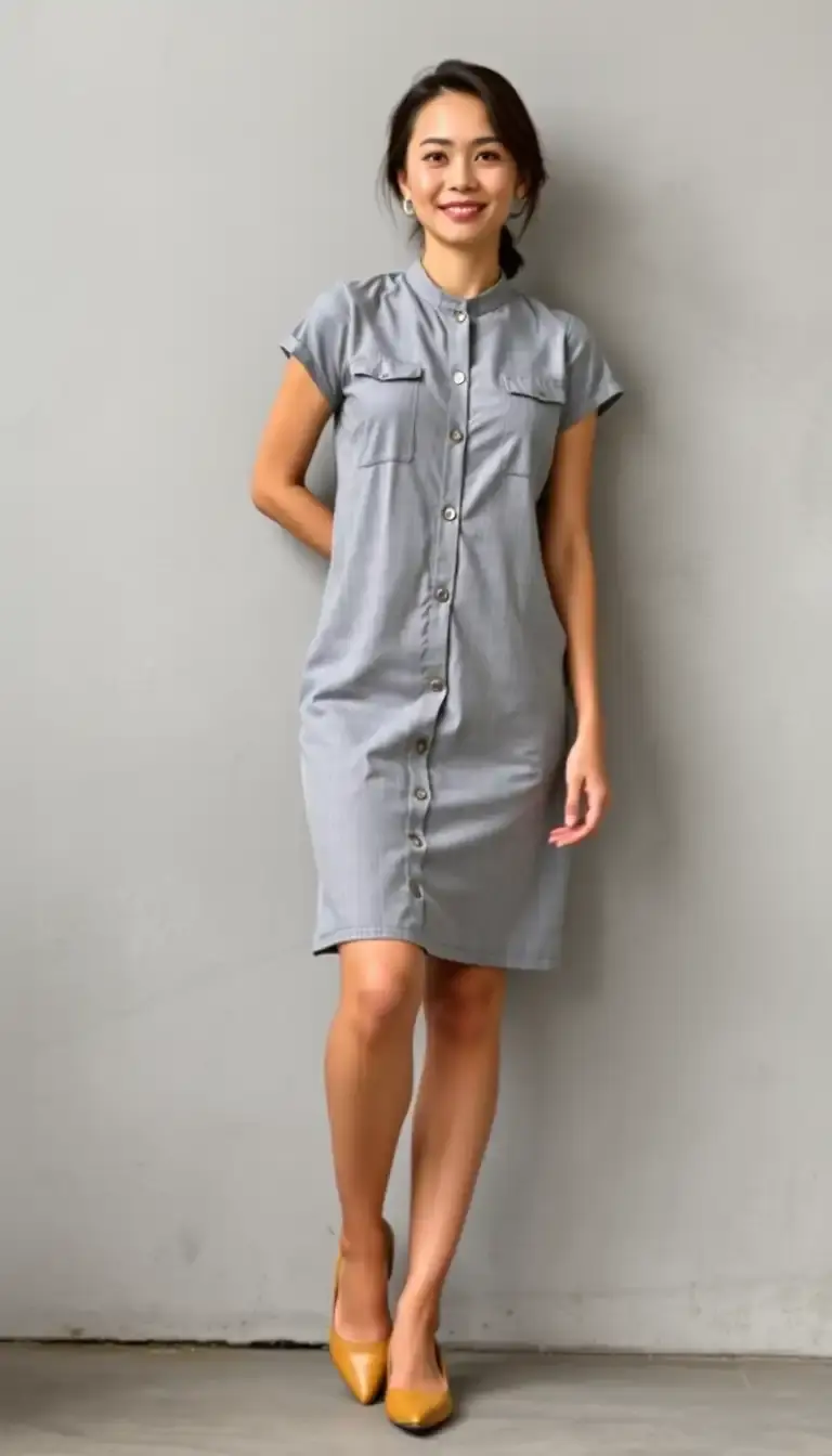 Gray Work Shift Dress