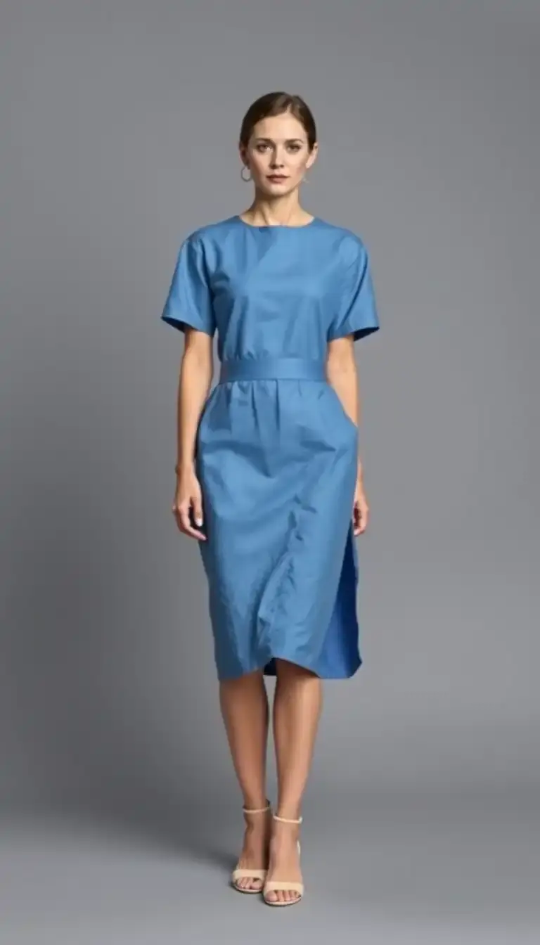 Blue Work Midi Dress