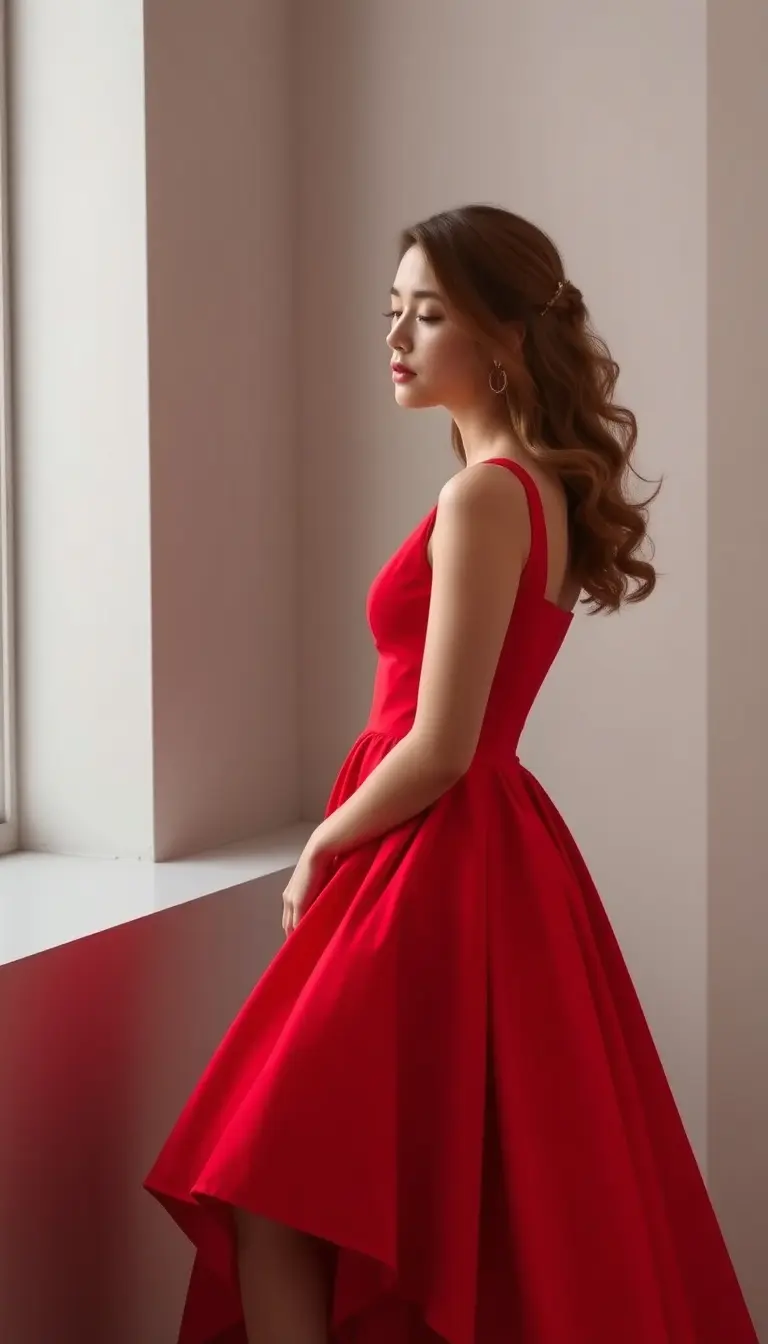 Red Work A-Line Dress