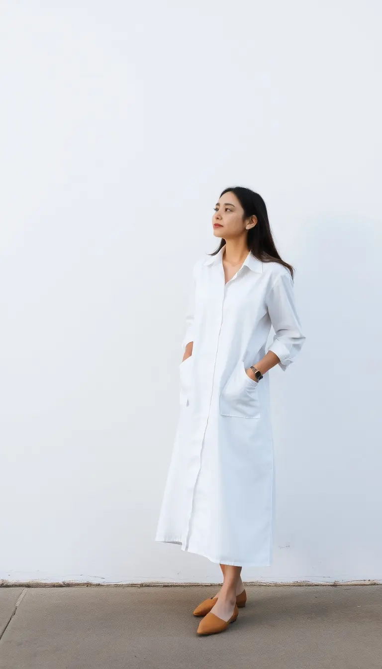 White Work Shirt Dress