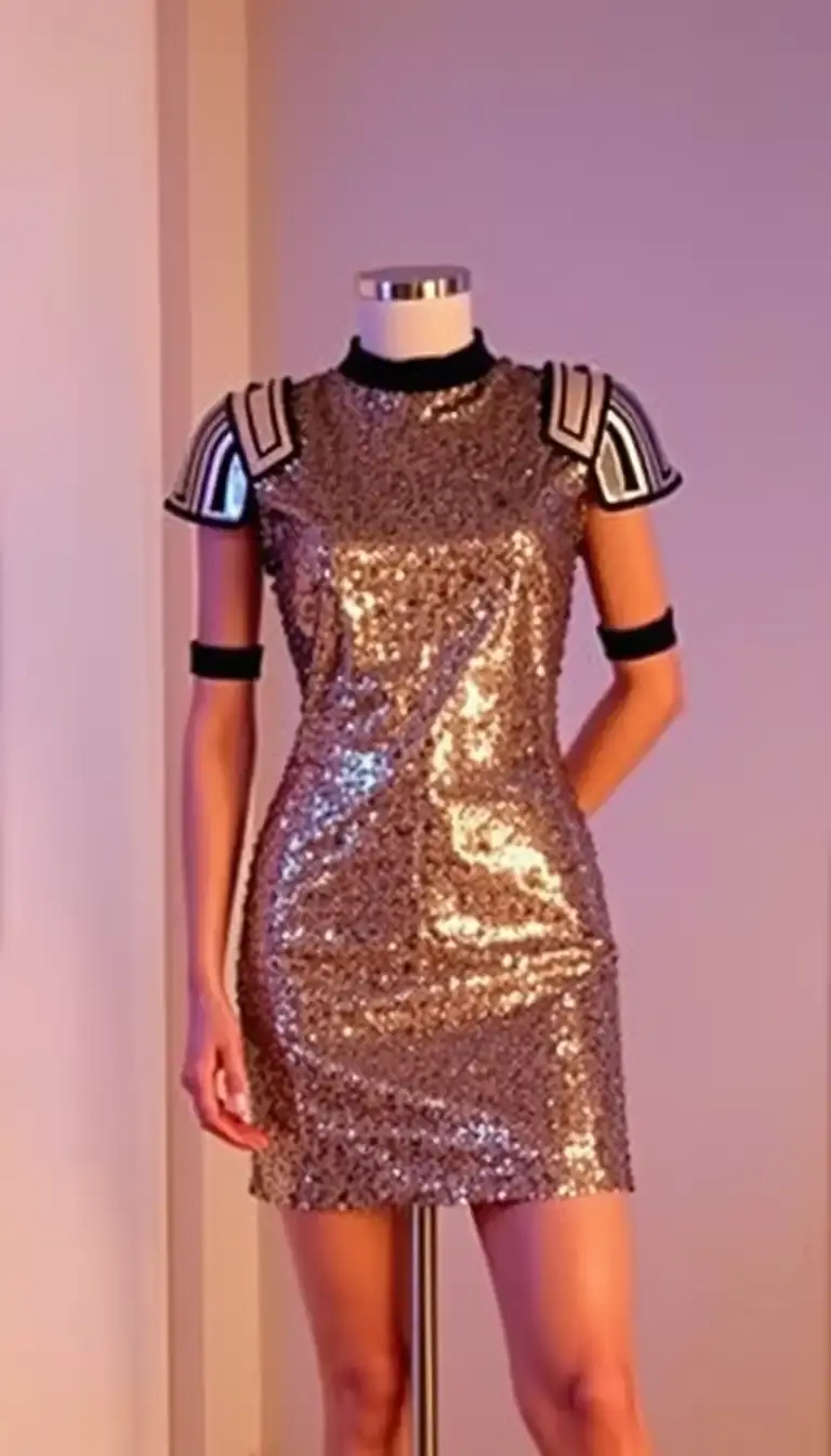 Sequin 80s Dress with shoulder pads