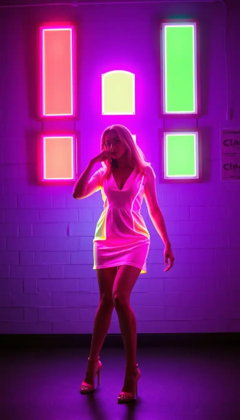 Neon 80s mini dress