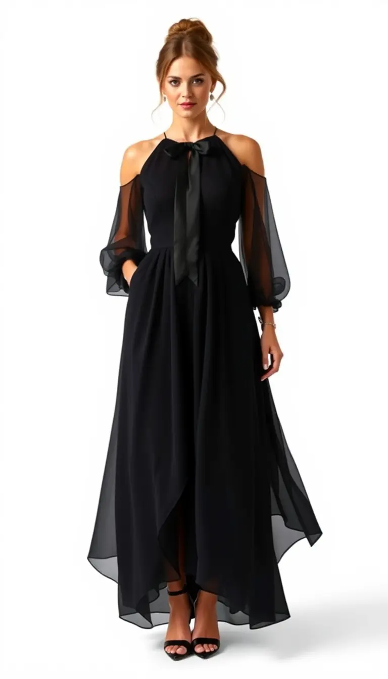 Chiffon Black Tie Dress