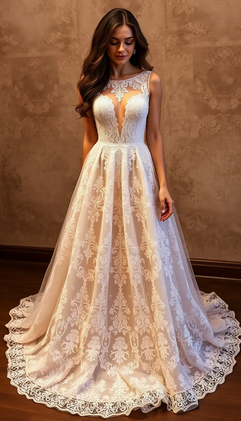Lace Prom Dress Romantic Detailed