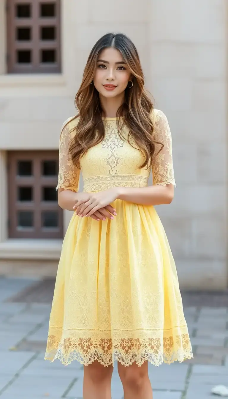 Pastel Yellow Lace Dress