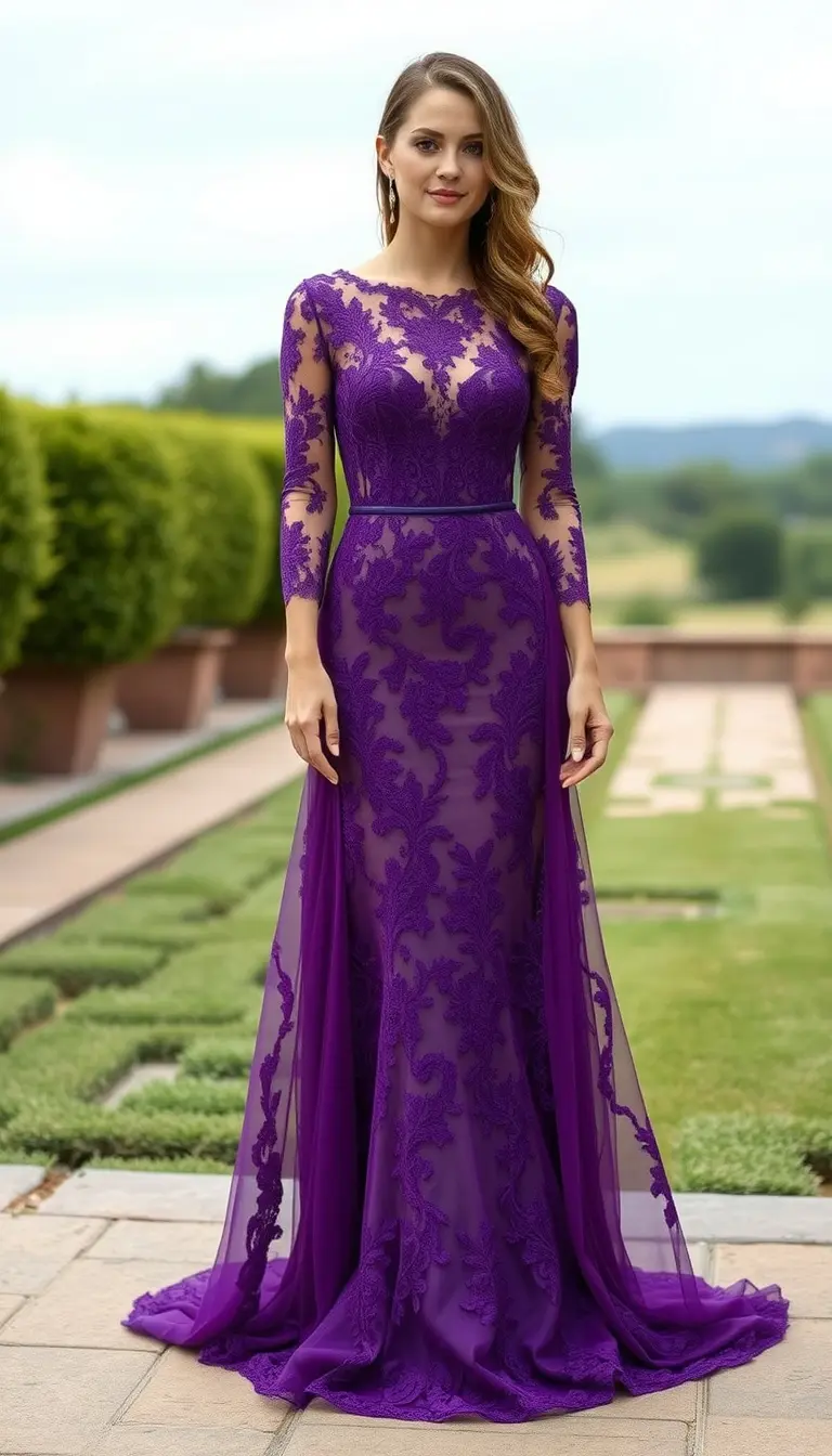 Purple Evening Dress Lace