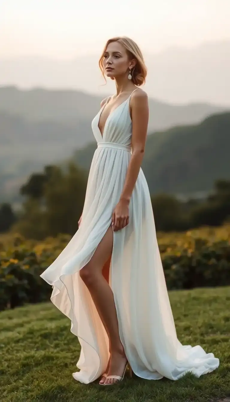 White Evening Dress Chiffon