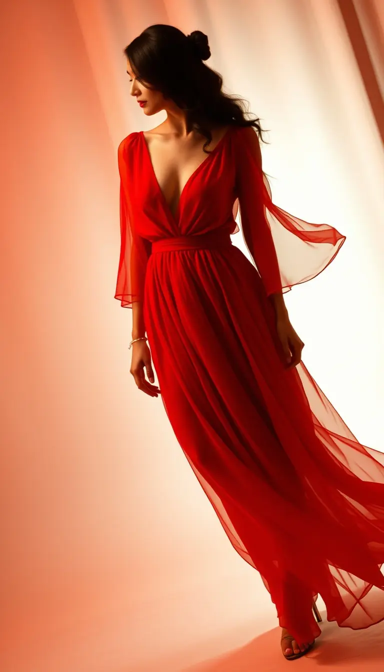 Red Chiffon Dress