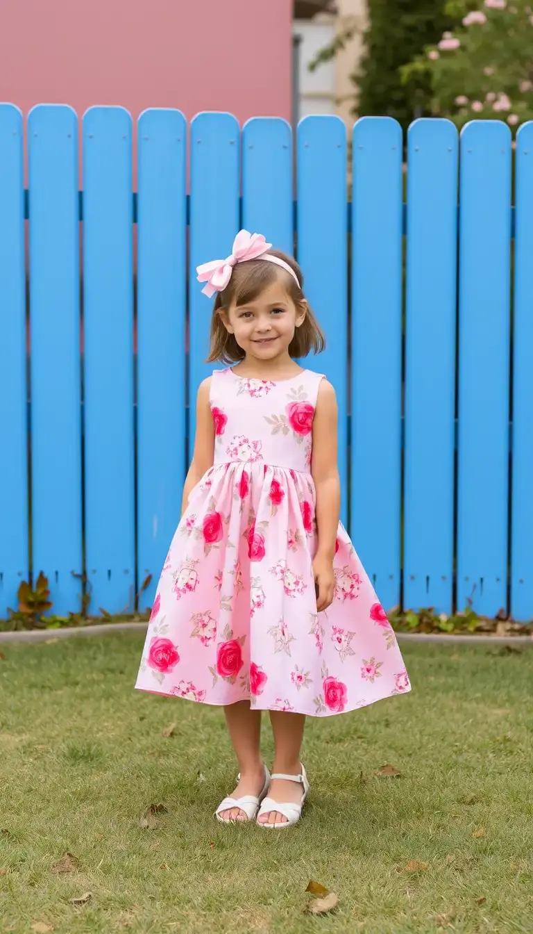 Pink flower girl midi dress