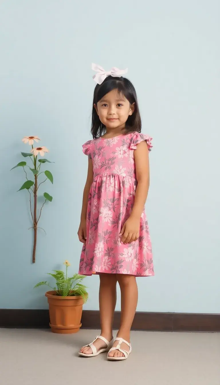 Pink Floral Girls Dress