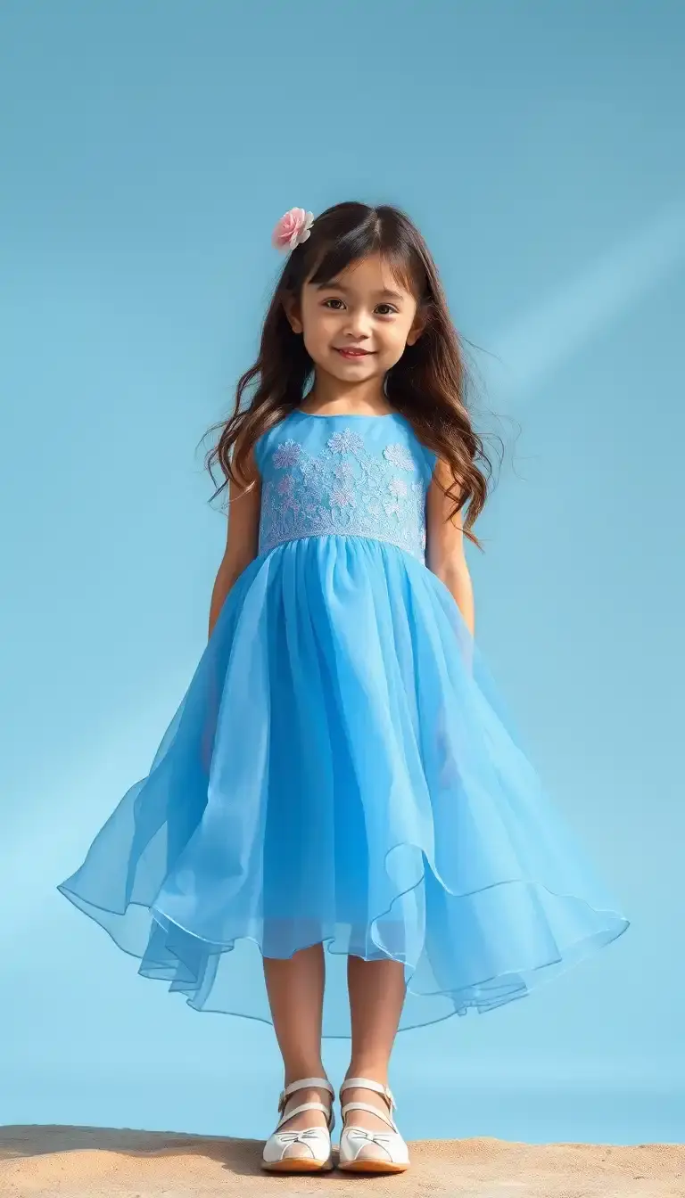 Blue Chiffon Girls Dress