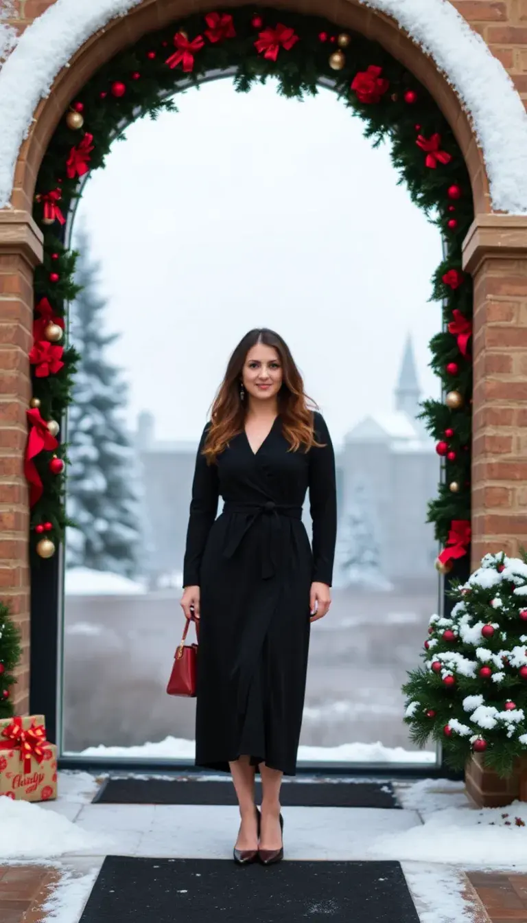 Black holiday wrap dress