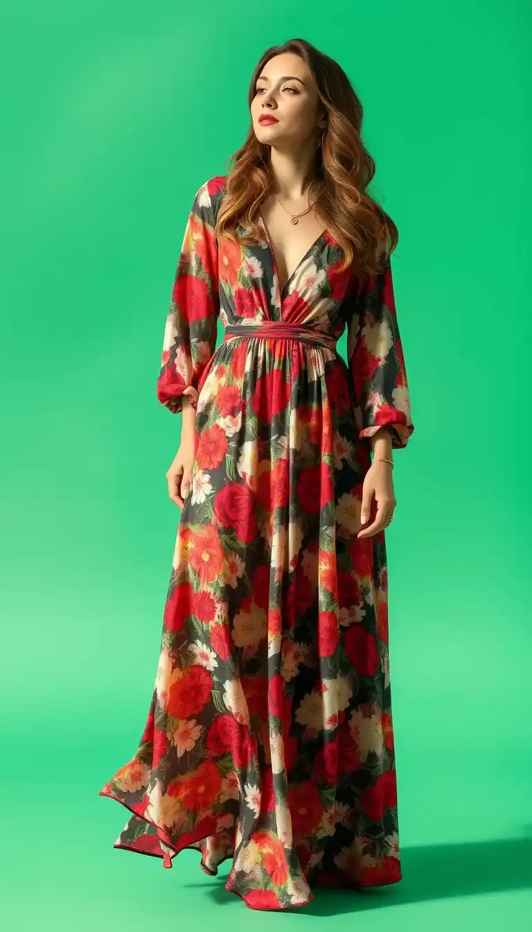Floral long sleeve maxi dress