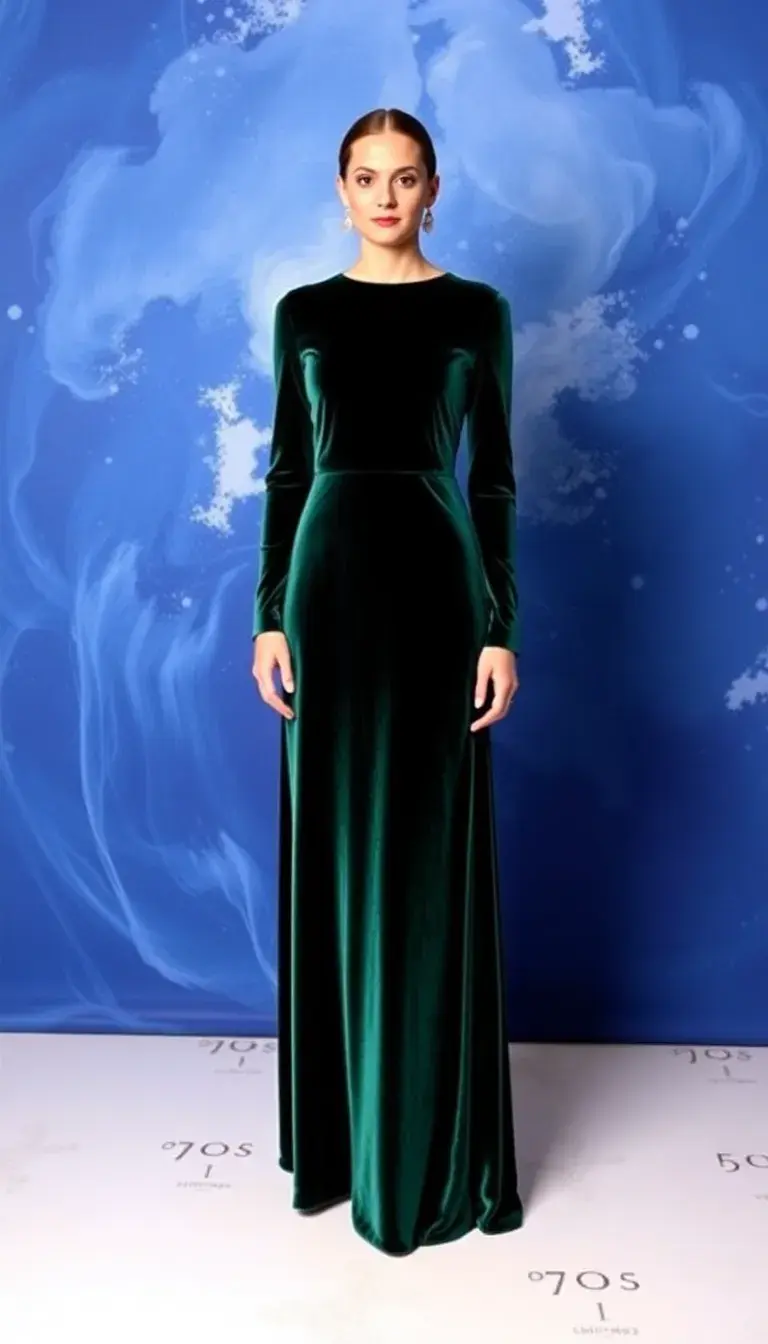 Velvet long sleeve maxi dress