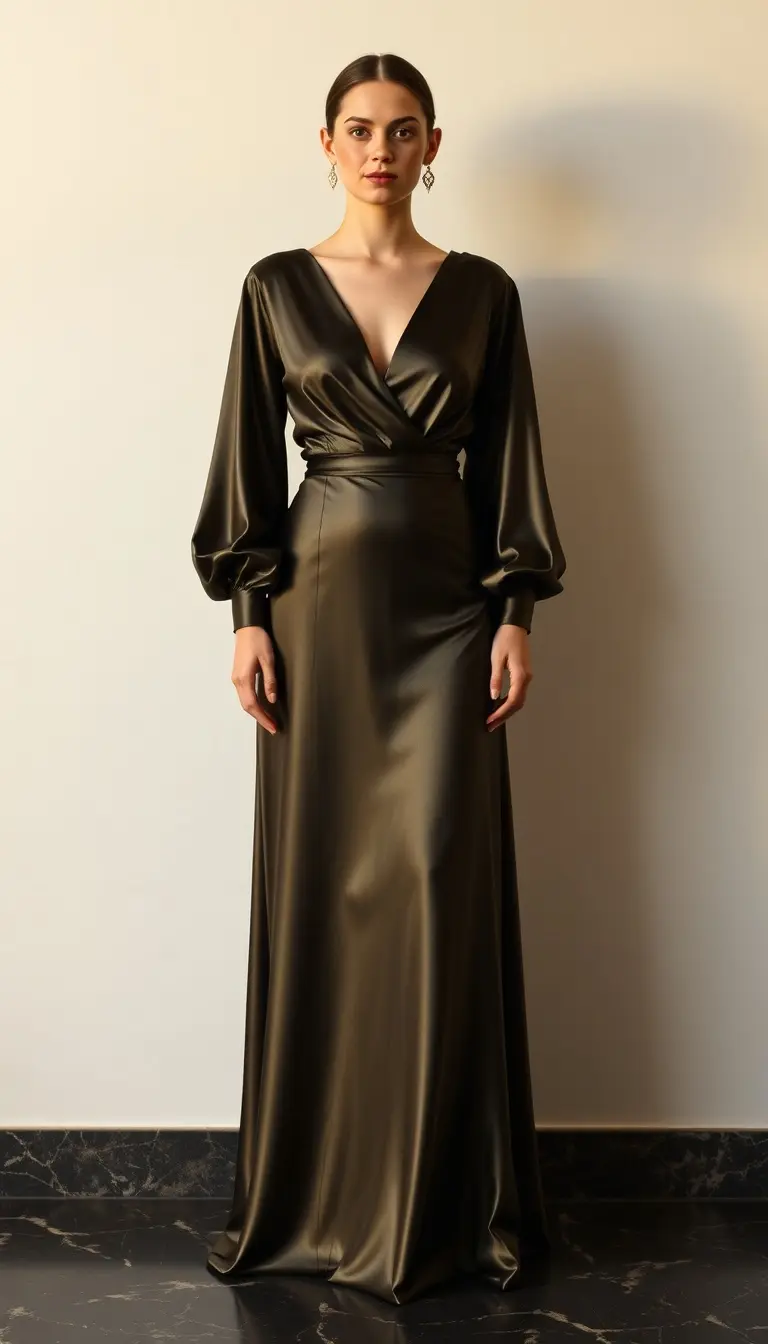 Satin long sleeve maxi dress
