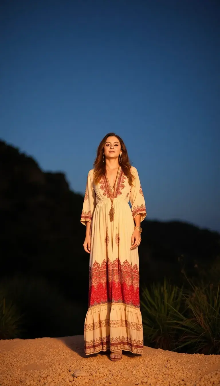 Boho long sleeve maxi dress