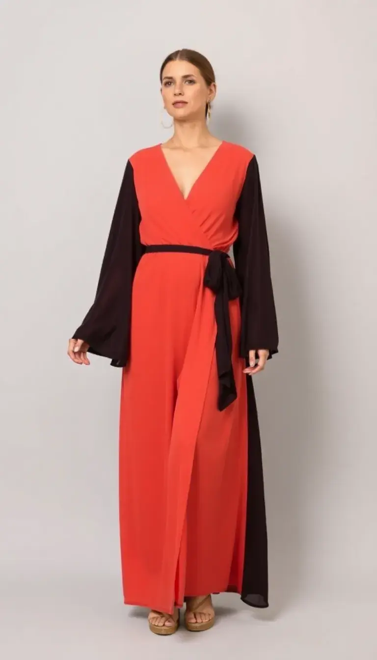 Wrap long sleeve maxi dress
