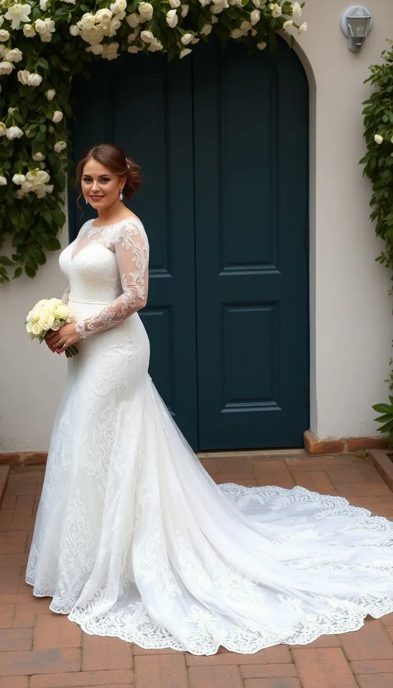 Plus size mother lace wedding dress