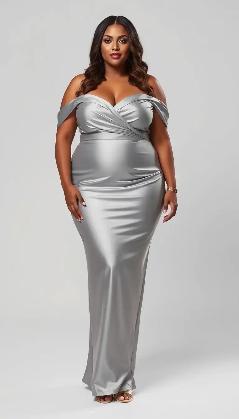 Plus size mother satin sheath