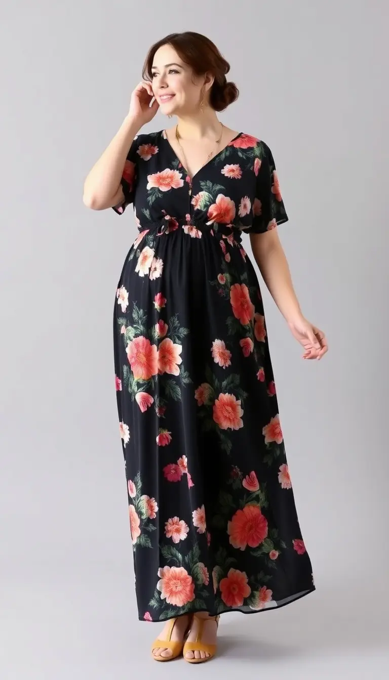 Plus size mother floral maxi