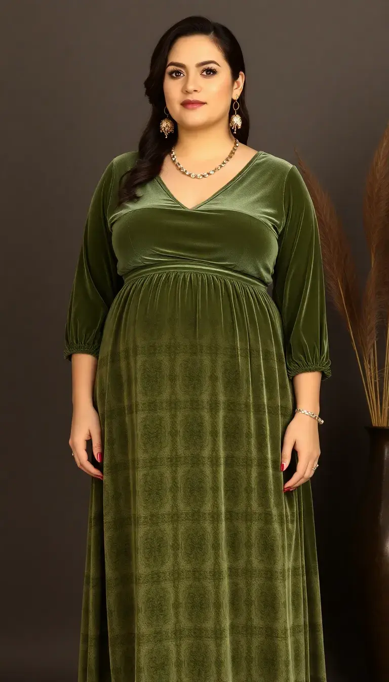 Plus size mother velvet dress