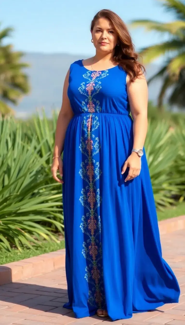 Plus size maxi dress in blue