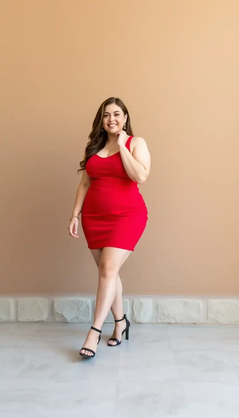 Plus size mini dress in red