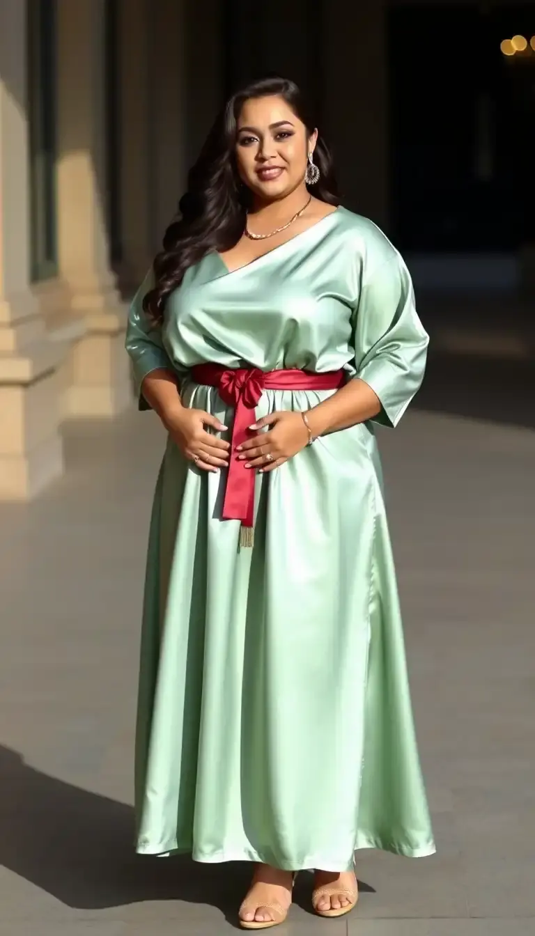 Plus size satin dress