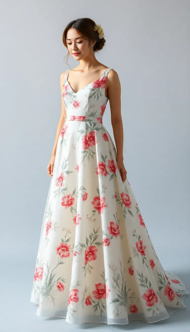 Floral A-Line Wedding Dress