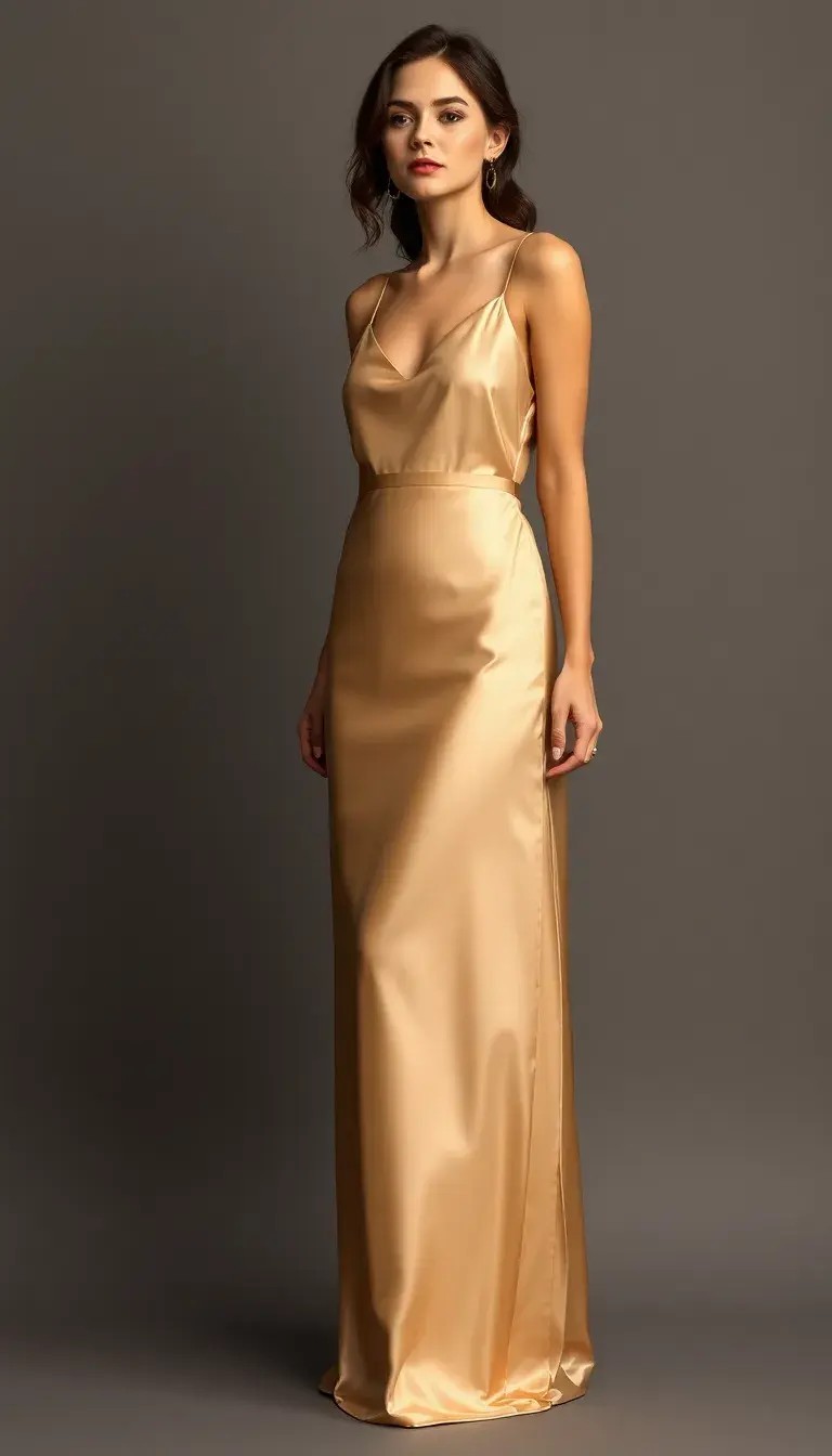 Satin Slip Maxi dress in champagne