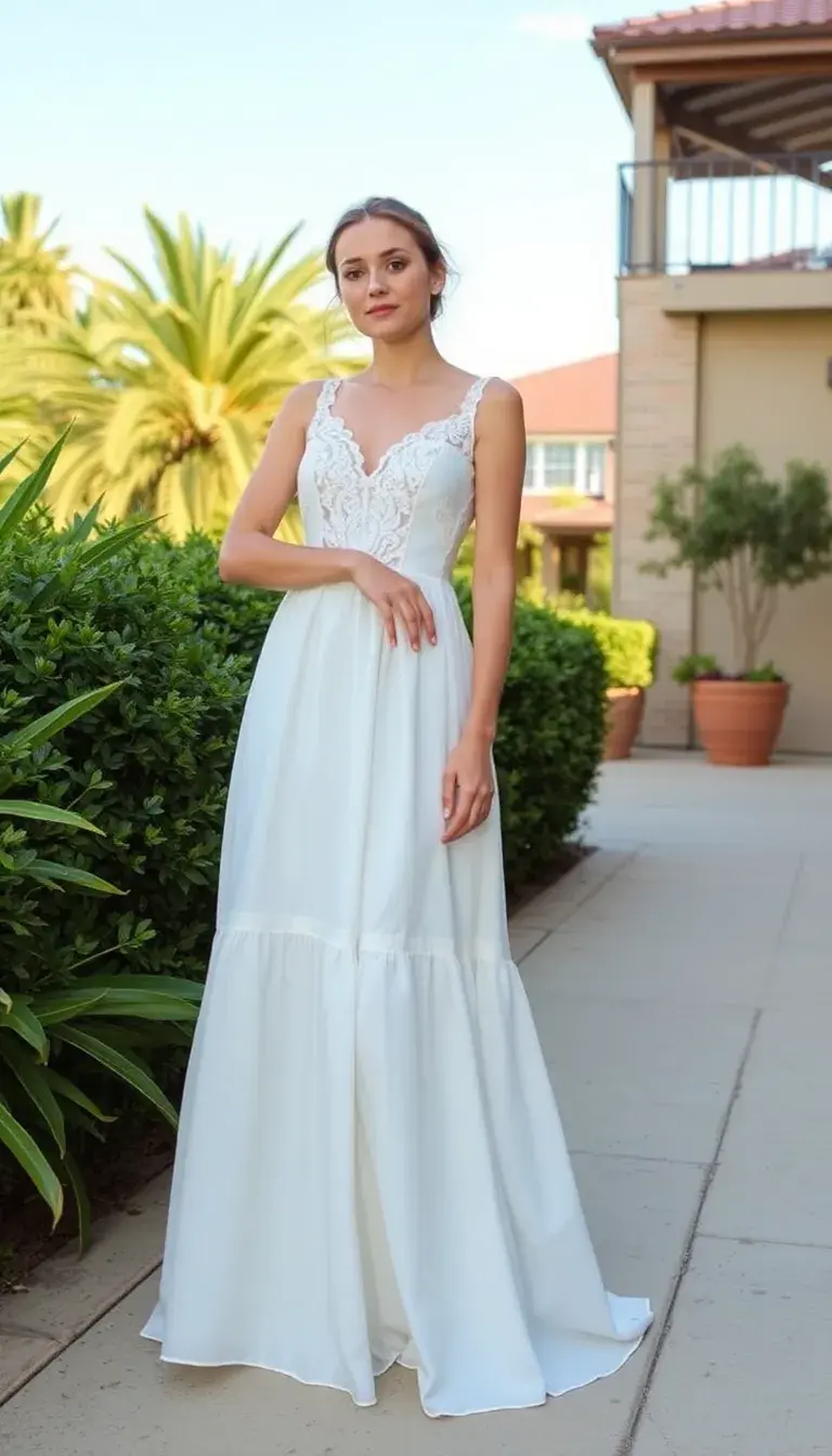 Lace Trim Maxi dress in ivory