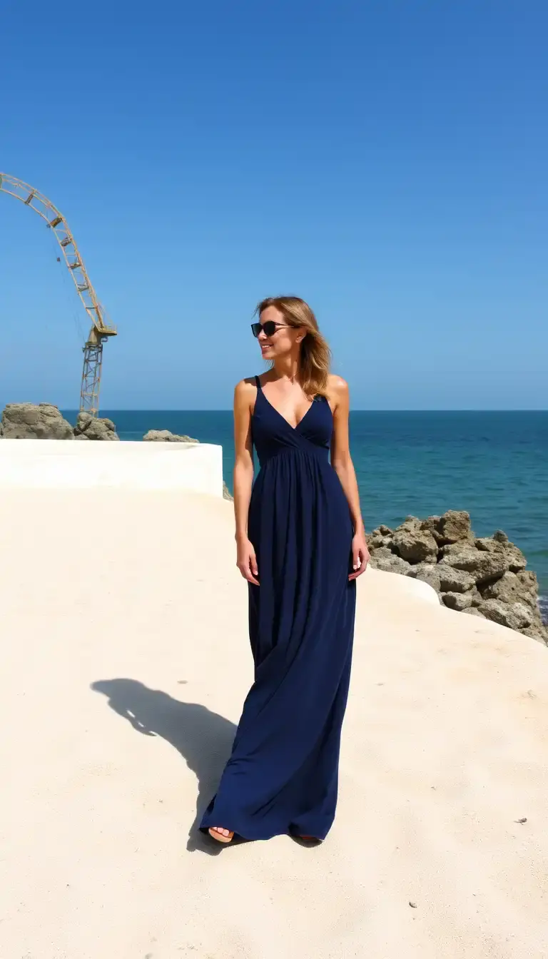 Empire Waist Maxi dress in navy