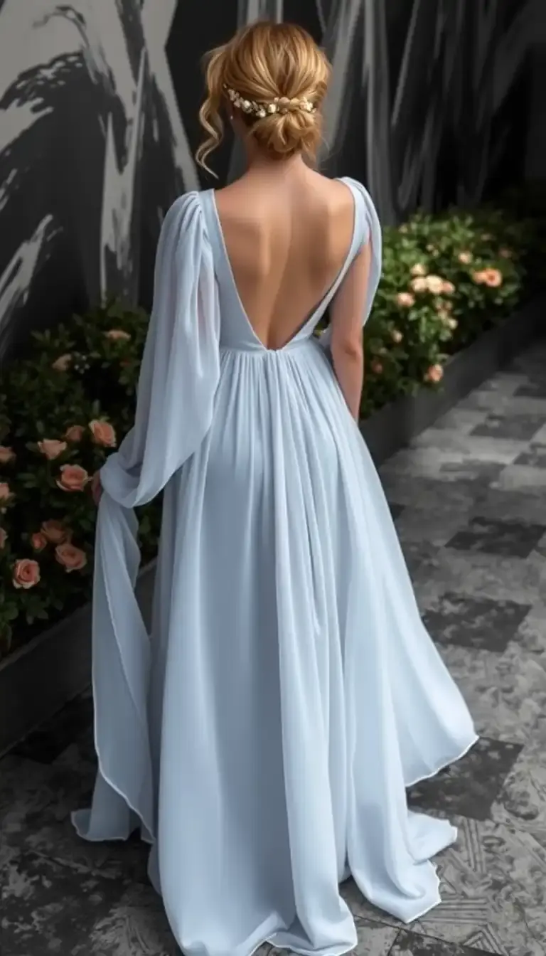 Flowy Backless Chiffon Dress