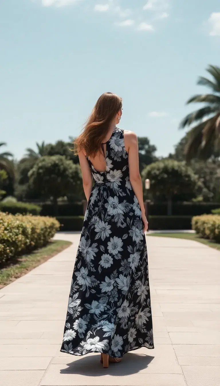 Floral Black White Maxi