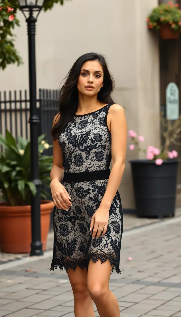 Lace Black White Mini
