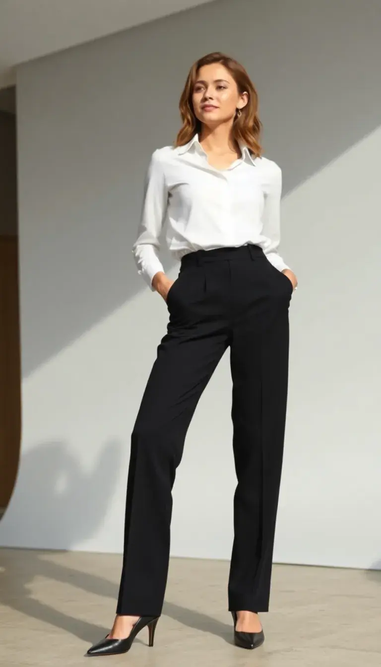 Straight Leg Black Dress Pants