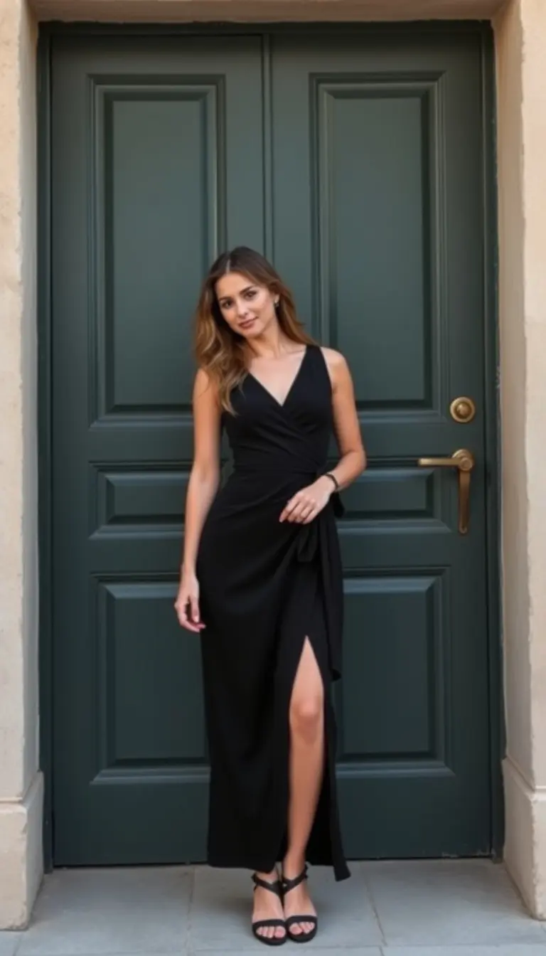 Wrap Black Midi Dress