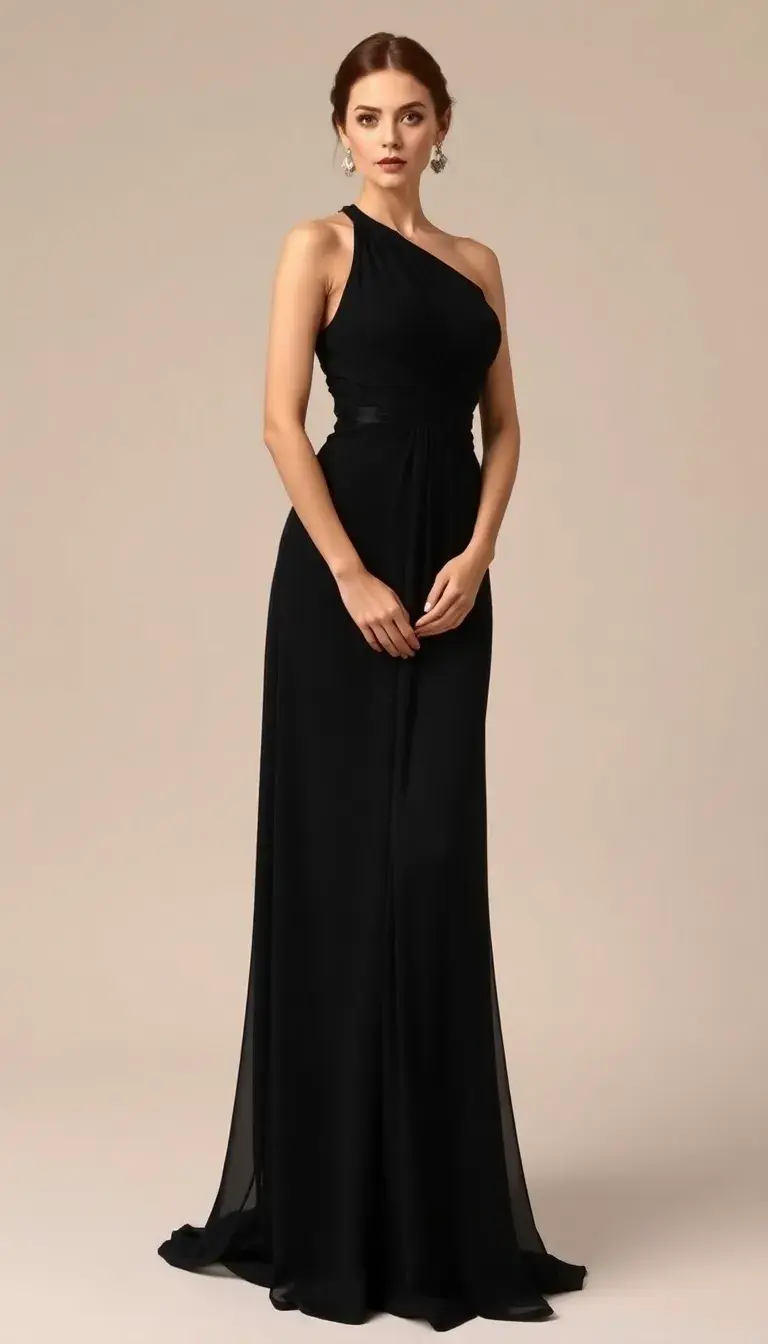 Black Prom Chiffon Dress