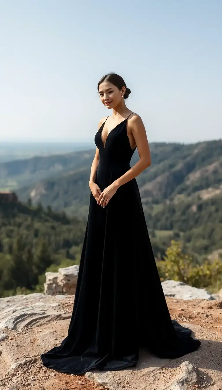 Black Prom Velvet Dress