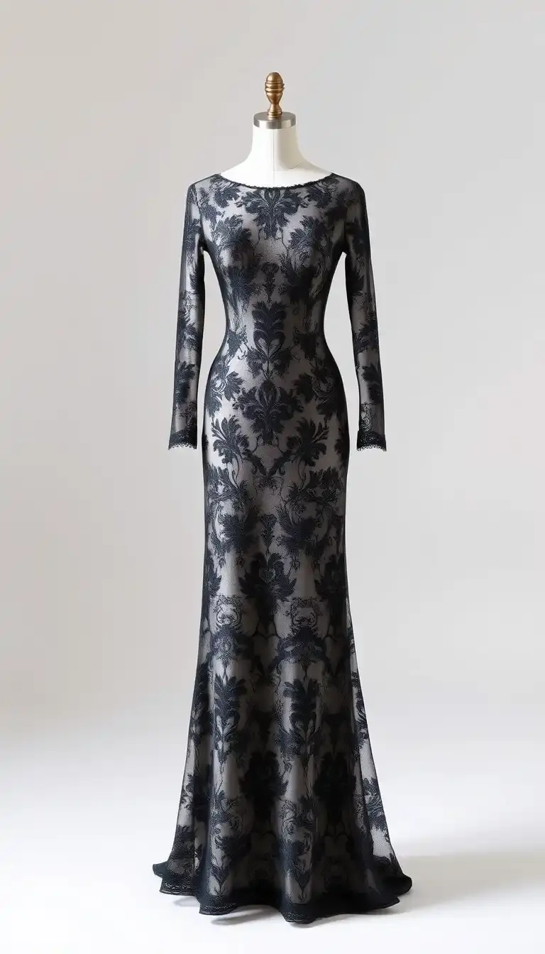 Elegant Black Lace Wedding Dress