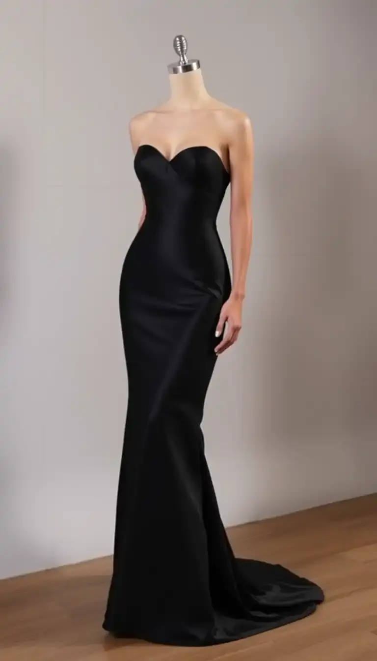 Modern Black Satin Mermaid Wedding Dress