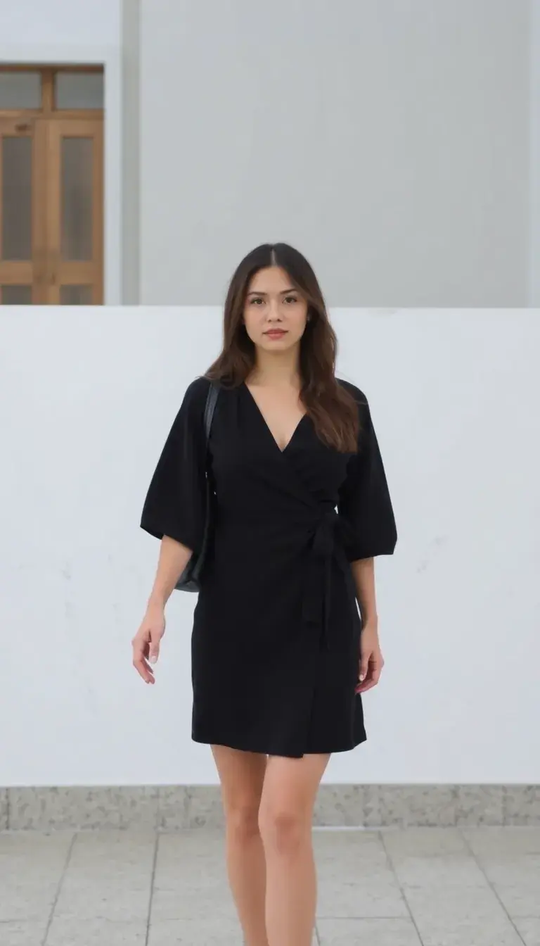 Wrap Mini Dress in black
