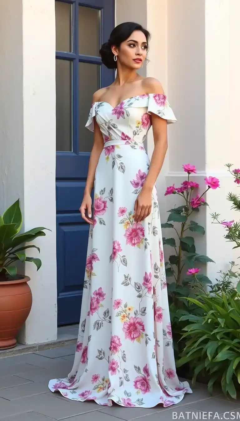 White Floral Bridal Shower Gown