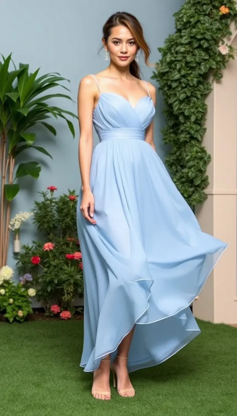 Blue Chiffon Shower Dress