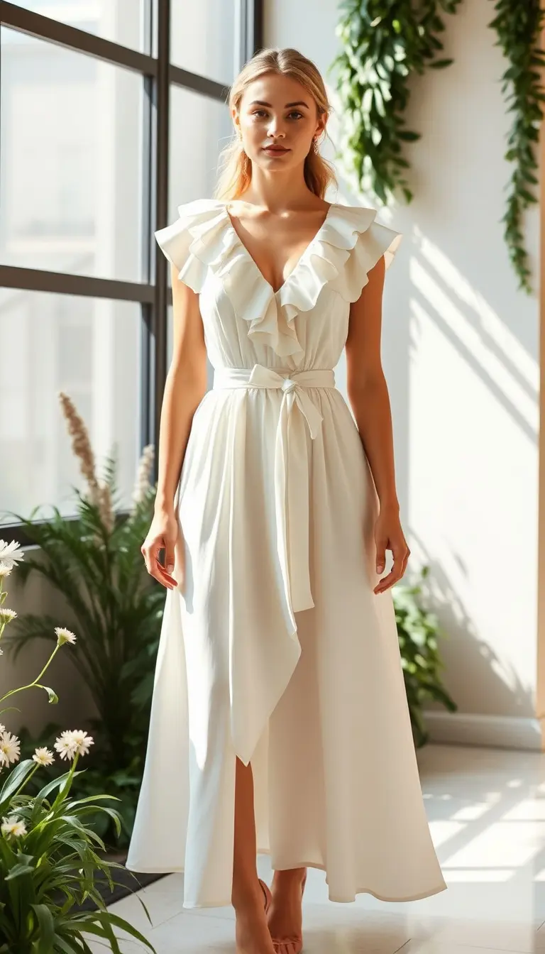 Elegant Ivory Midi Dress
