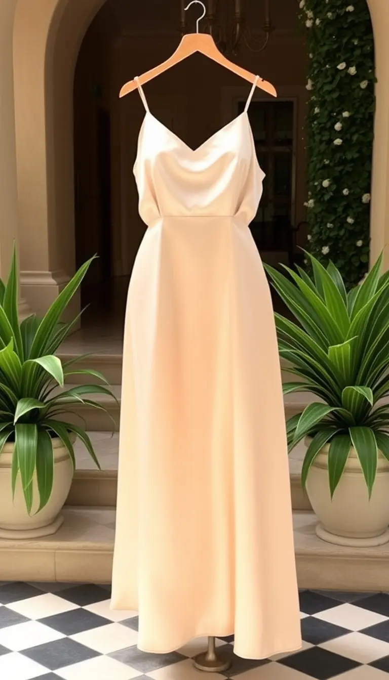 Champagne Satin Midi Dress