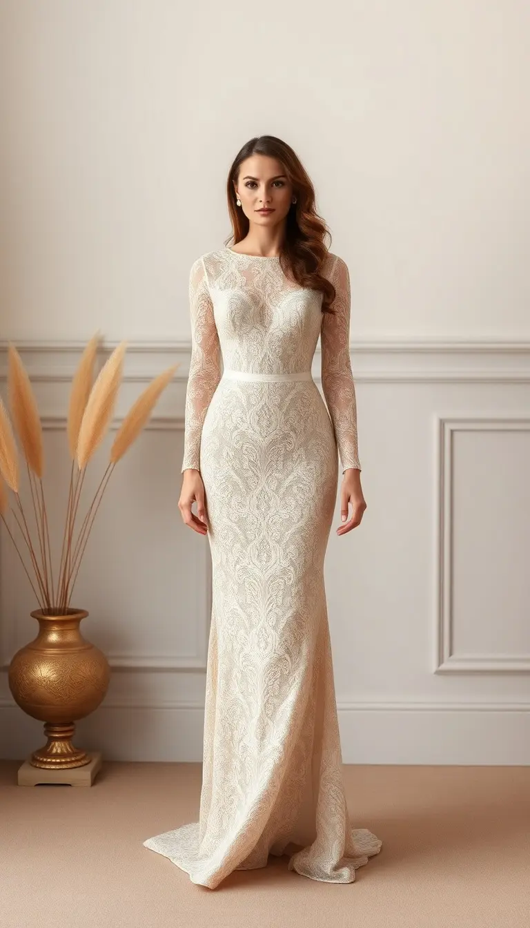 Champagne Lace Formal Dress